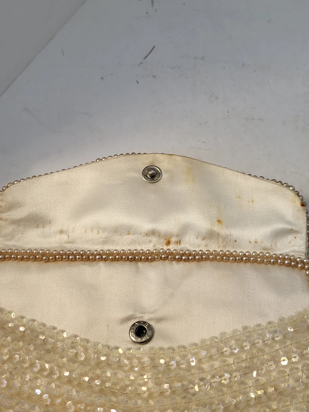 1950s Vintage MCM Miranda Beaded Bridal Evening Clutch Japan